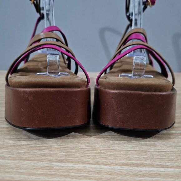 Rag & Bone Logan Platform Sandal Womens EU 38 Fuschia Pink Leather Strappy NEW - Picture 4 of 12
